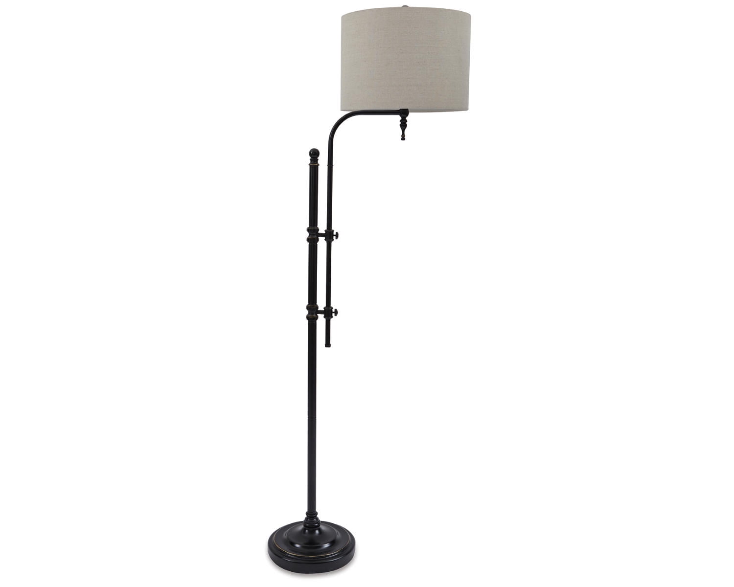 Contemporary Anemoon Adjustable Black Metal Floor Lamp with Drum Shade