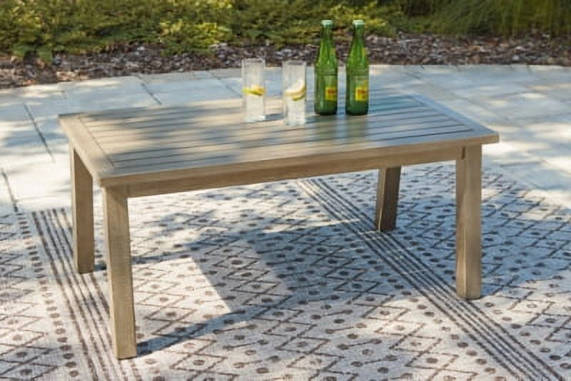Beige Eucalyptus Rectangular Outdoor Coffee Table