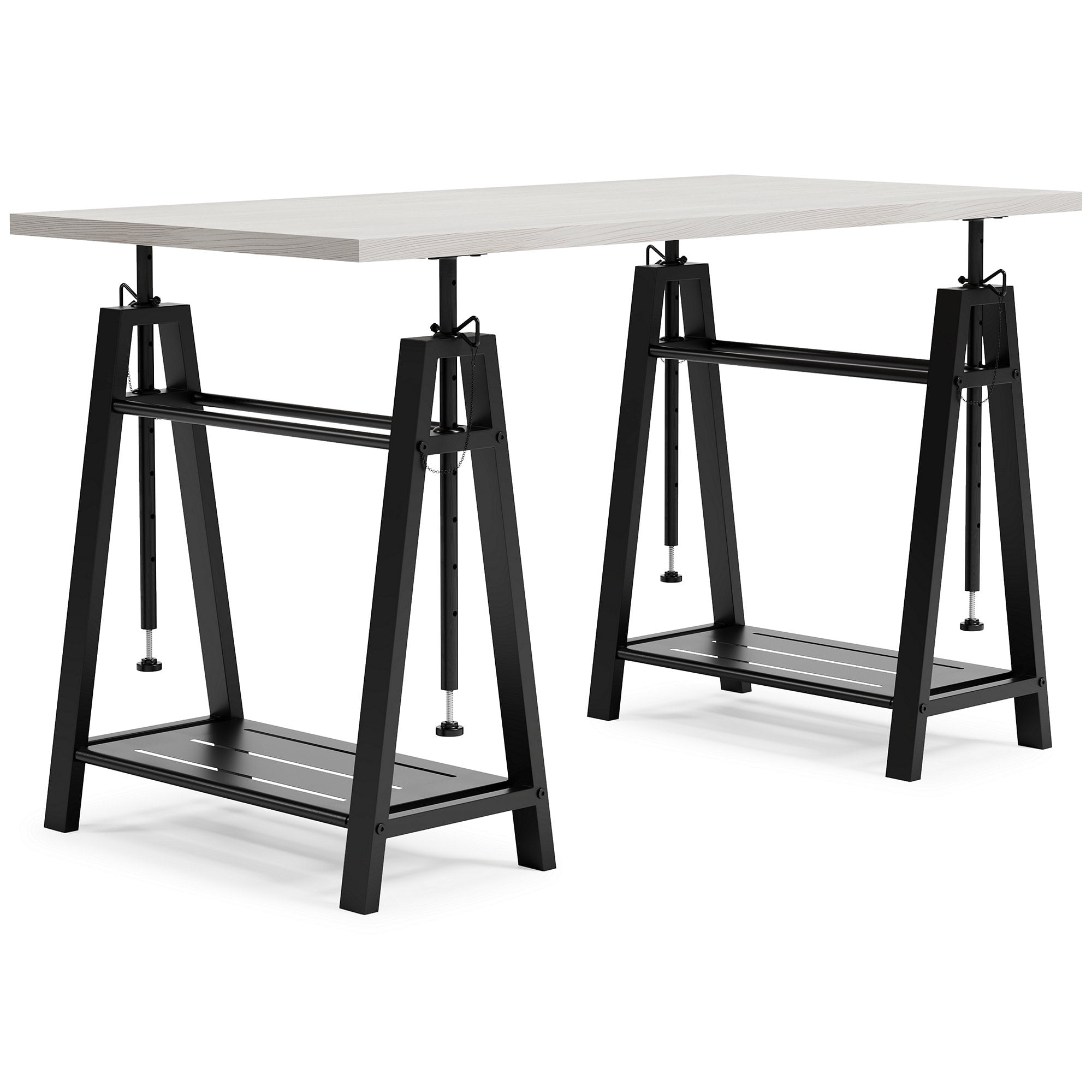 Transitional 47'' Black and White Adjustable Home Office Desk with Drawer