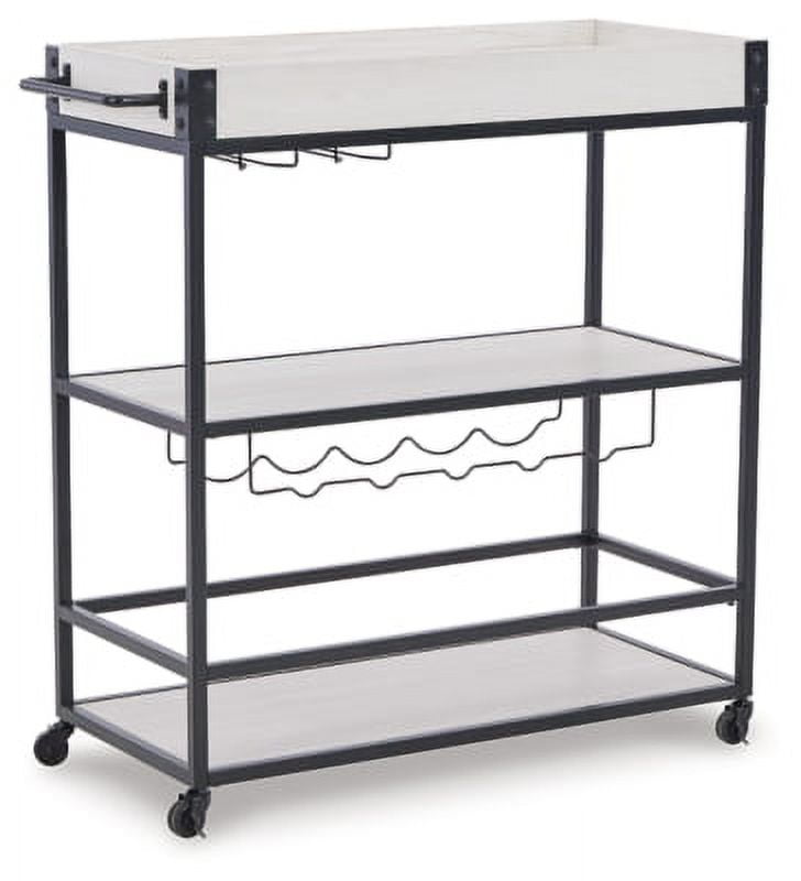 Black and White Transitional Bar Cart with Storage and Wine Rack