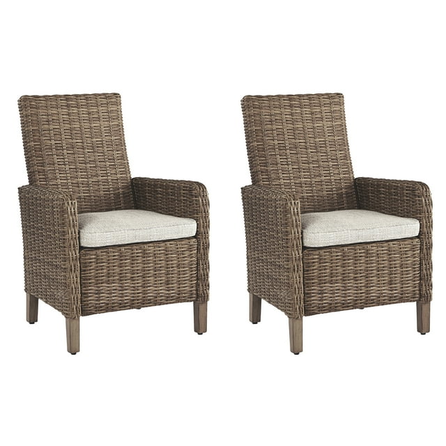 Signature Design by Ashley Casual Beachcroft Arm Chair with Cushion, Set of 2, Beige
