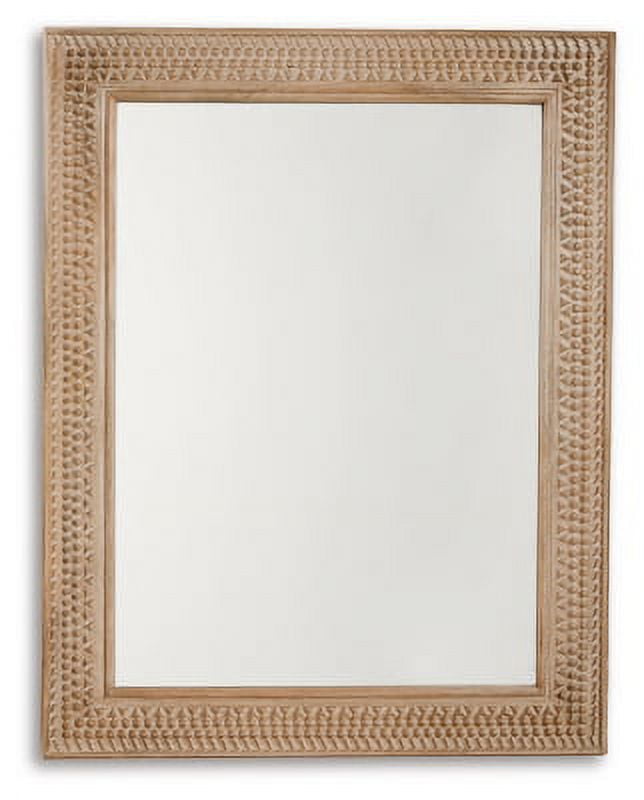 Brown Carved Wood Rectangular Accent Mirror