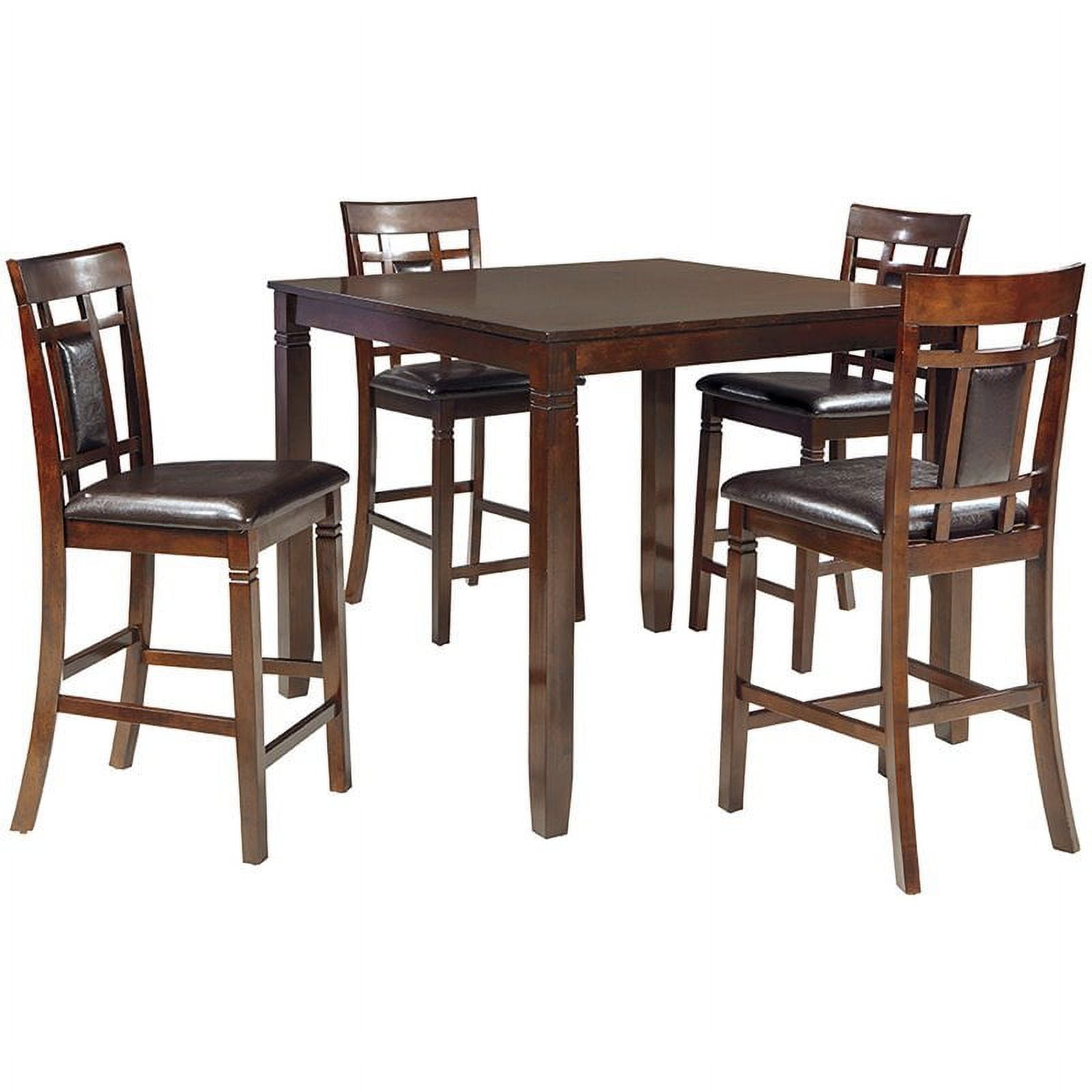 Transitional Warm Brown 5-Piece Counter Height Square Dining Set