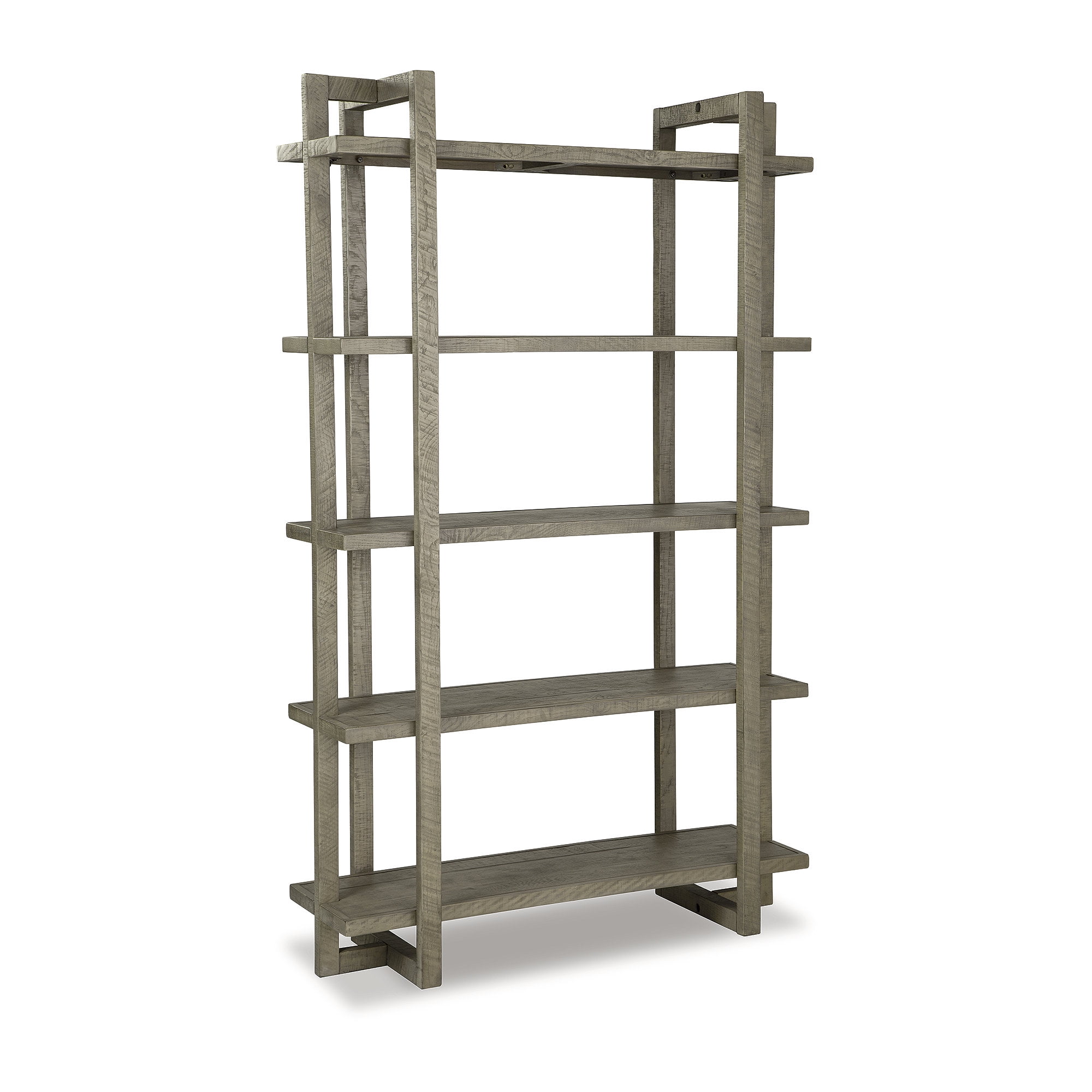 Bergton 48'' Wide Solid Wood Etagere Bookcase in Distressed Gray