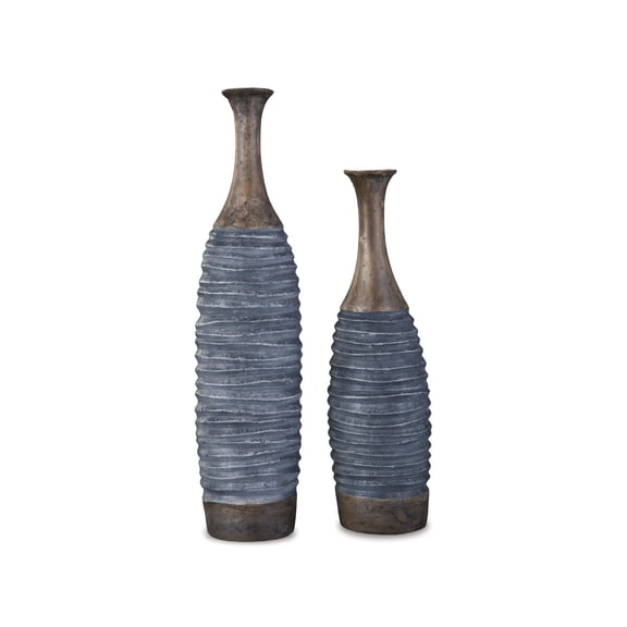 Signature Design by Ashley Blayze Decorative Vase Set, Sculptural Modern Texture, Composite Paper Material, Set of 2