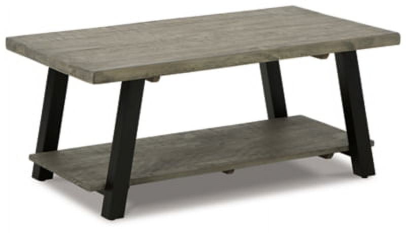 Urban Contemporary 42'' Black and Gray Wood-Metal Coffee Table