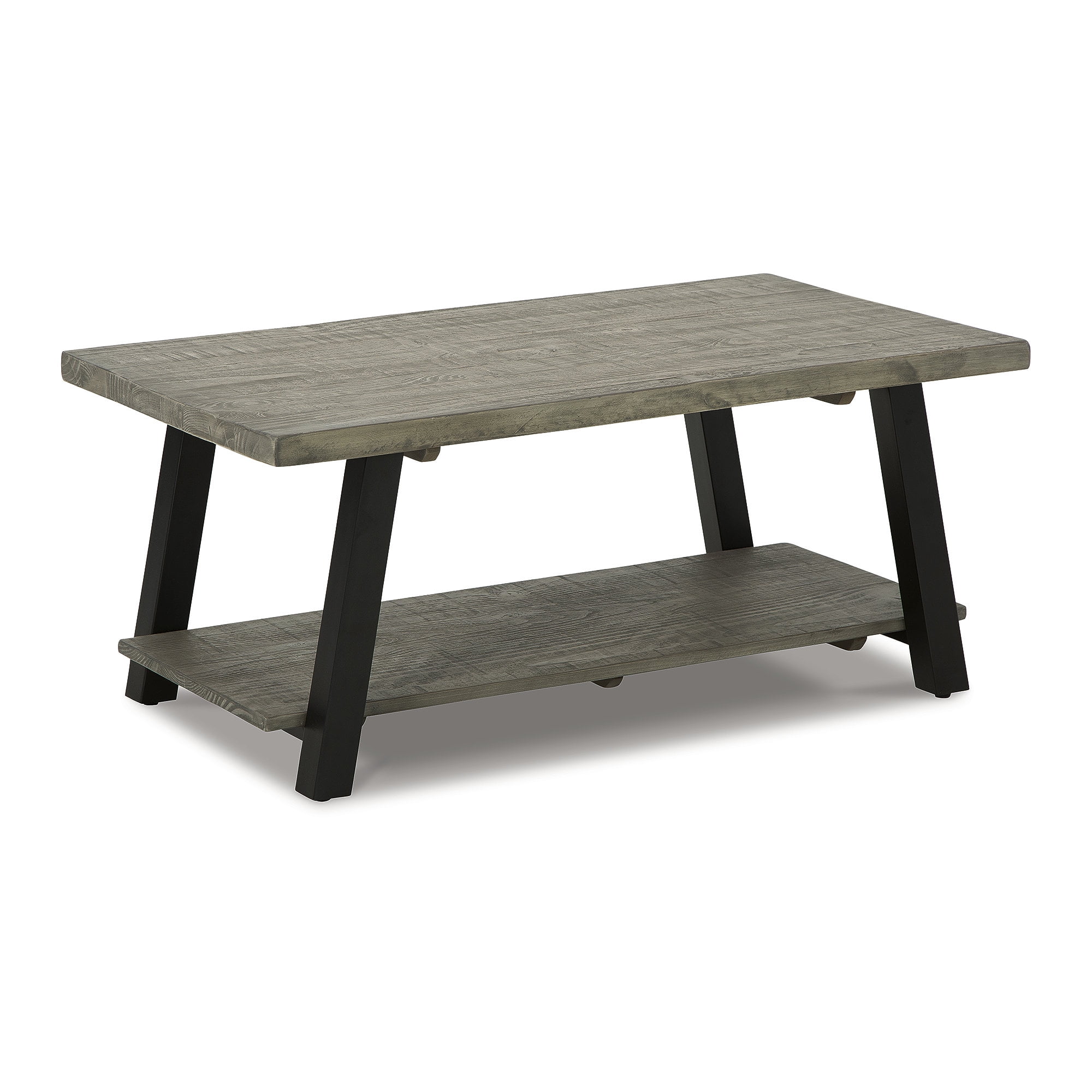 Urban Contemporary 42'' Black and Gray Wood-Metal Coffee Table