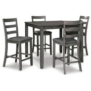 Signature Design by Ashley Casual Bridson Counter Height Dining Table and Bar Stools (Set of 5)  Gray