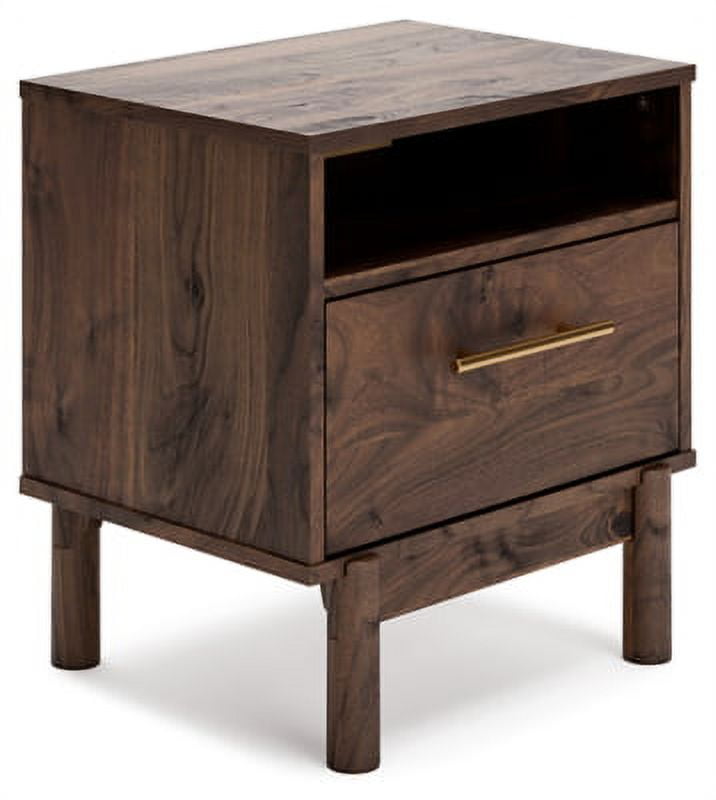Calverson Transitional Dark Brown Walnut Grain 1-Drawer Nightstand