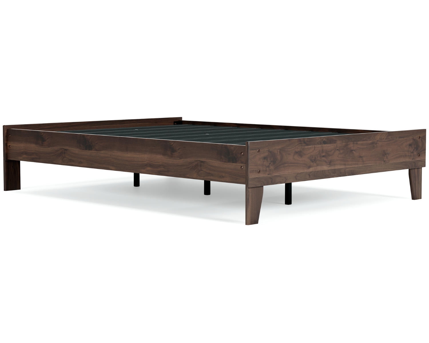 Mocha Walnut Full Platform Bed with Wood Frame