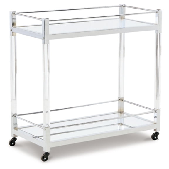 Signature Design by Ashley Casual Chaseton Bar Cart Clear/Silver Finish