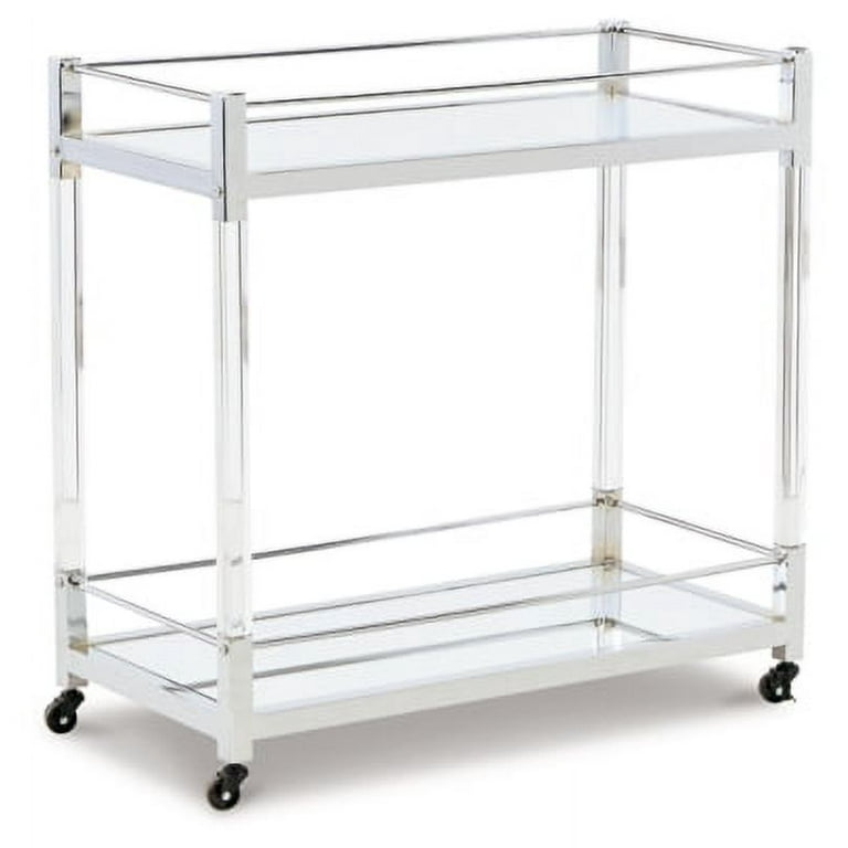 Chaseton Bar Cart - Clear/Silver Finish Chaseton Bar Cart - Clear/Silver Finish