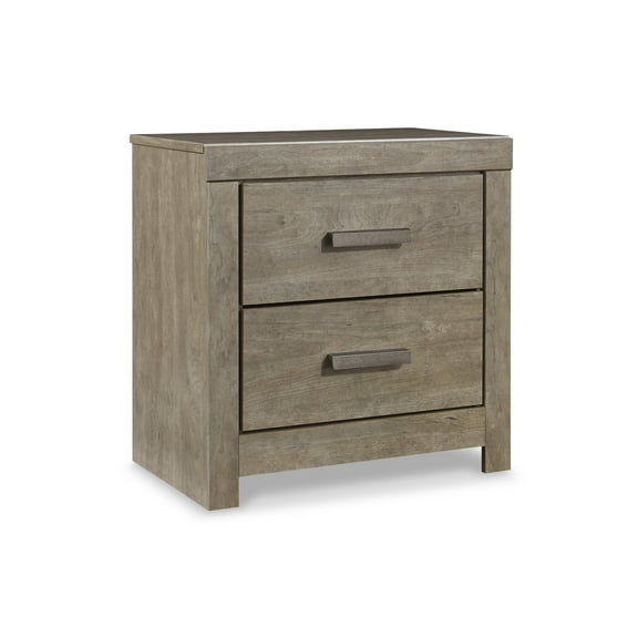 Signature Design by Ashley Culverbach 2-Drawer Nightstand - Modern Grey Night Stand with USB Charging Ports & Linen-Lined Storage Drawers