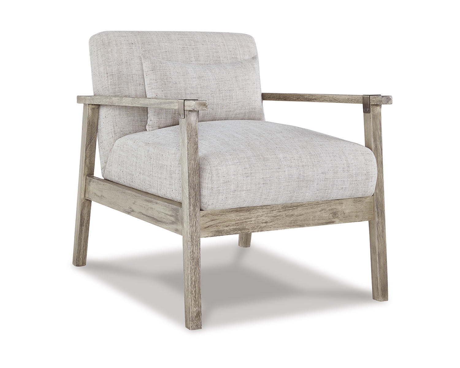 Daylenville Transitional Gray Herringbone Wood Accent Chair