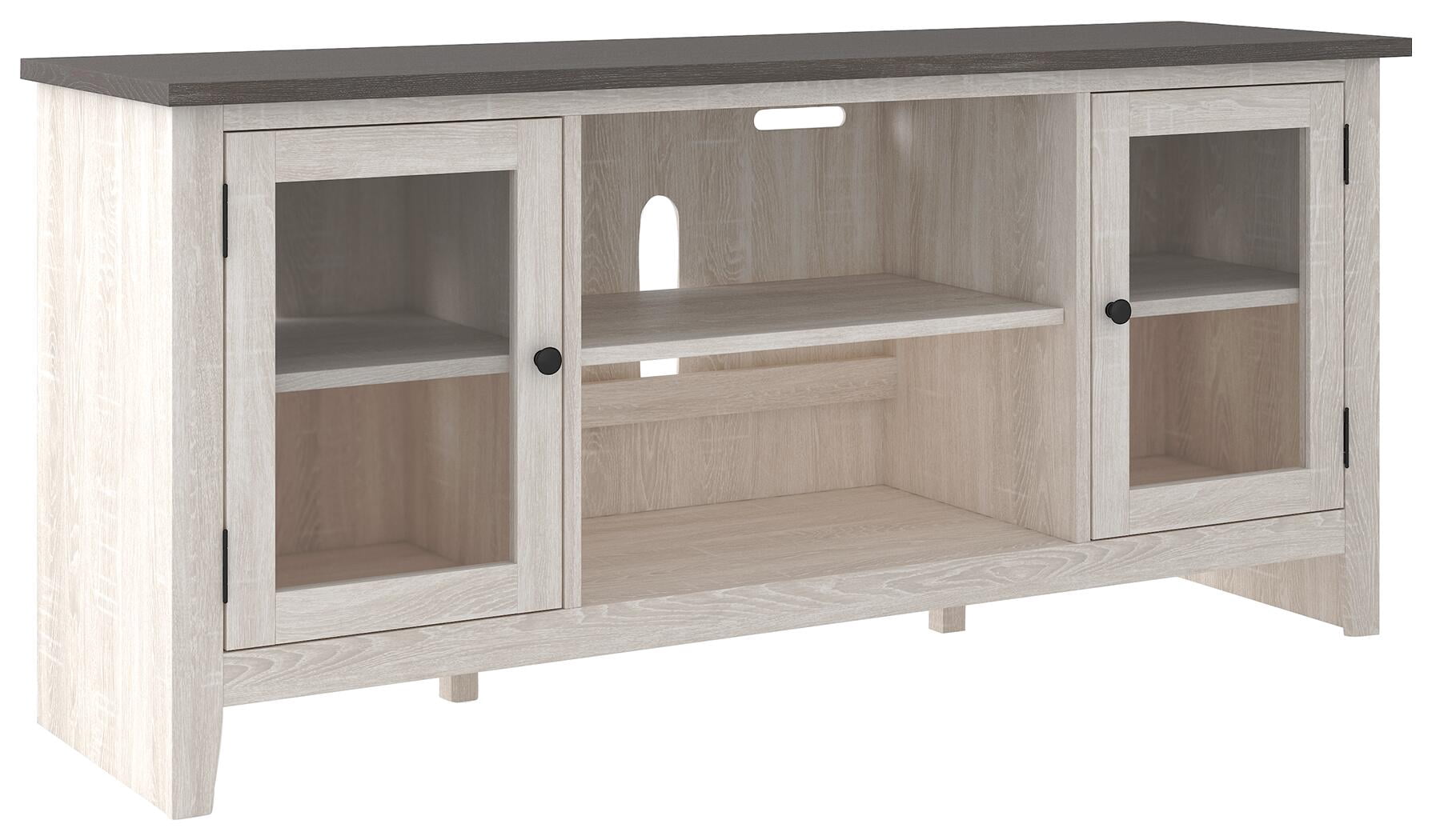 Signature Design by Ashley Dorrinson TV Stand with Fireplace Option, Two-Tone, Farmhouse Entertainment Center for TVs up to 65" with Glass Doors