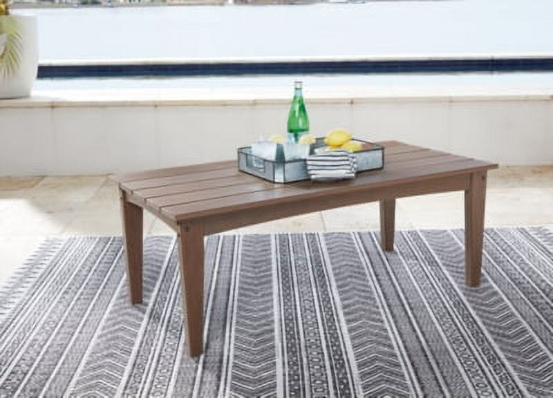 Emmeline Rectangular Brown HDPE Outdoor Coffee Table