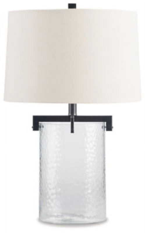 Clear and Antique Black Textured Glass Table Lamp