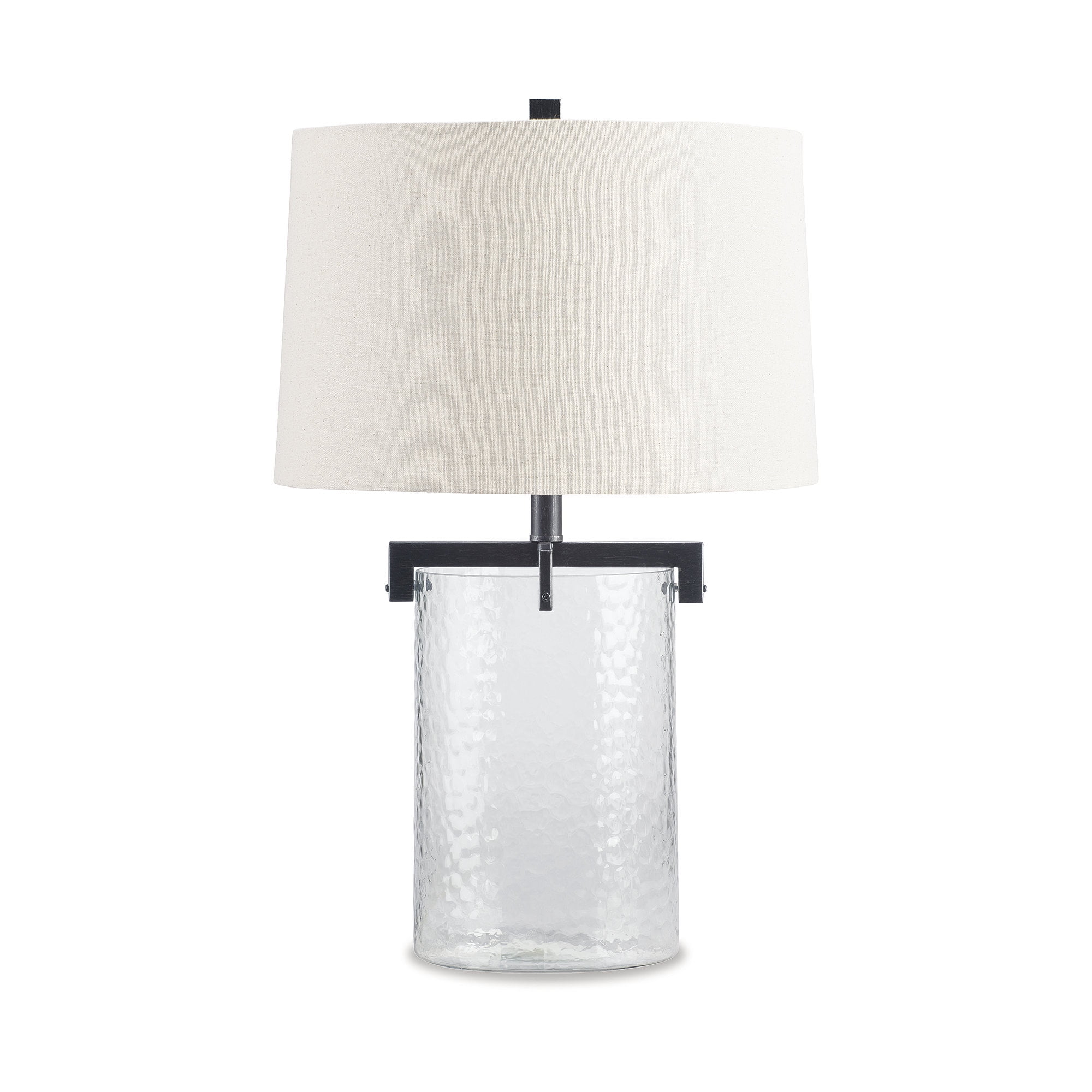 Clear and Antique Black Textured Glass Table Lamp