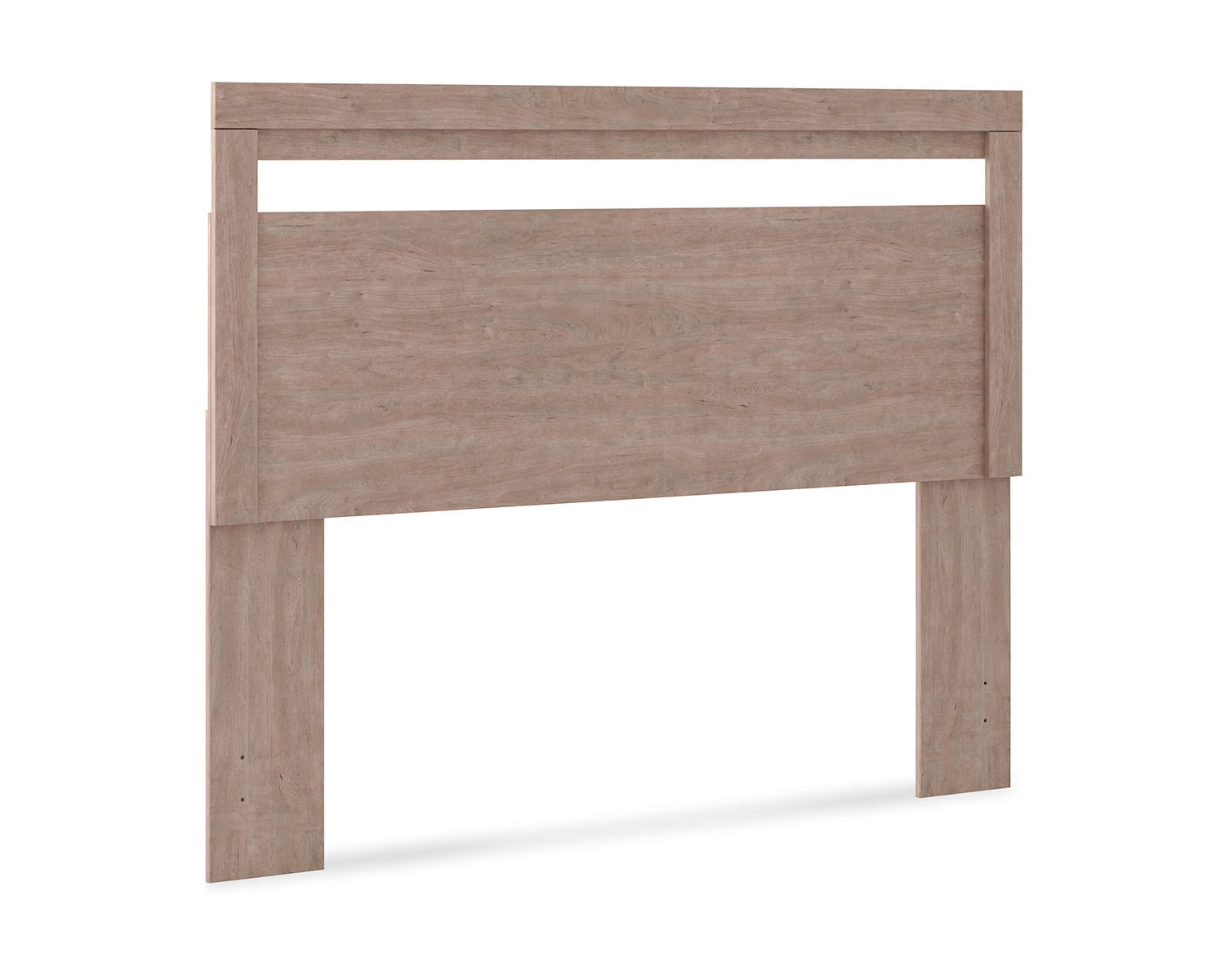 Gray Queen Panel Headboard with Warm Wood Finish
