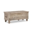 thumbnail image 1 of Signature Design by Ashley Fossil Ridge Hinged Top Storage Bench, Antique White Solid Wood with Black Metal Handles, 1 of 5