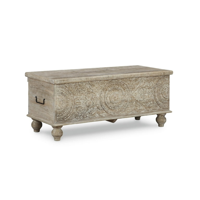 Signature Design by Ashley Fossil Ridge Storage Bench, Beige