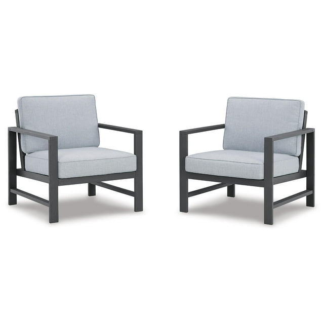 Signature Design by Ashley Casual Fynnegan Lounge Chair with Cushion (Set of 2)  Gray