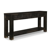 Signature Design by Ashley Gavelston 64" Sofa Console Table, Weathered Black Finish, 4 Drawers, Hand-Finished, Wood & Engineered Wood