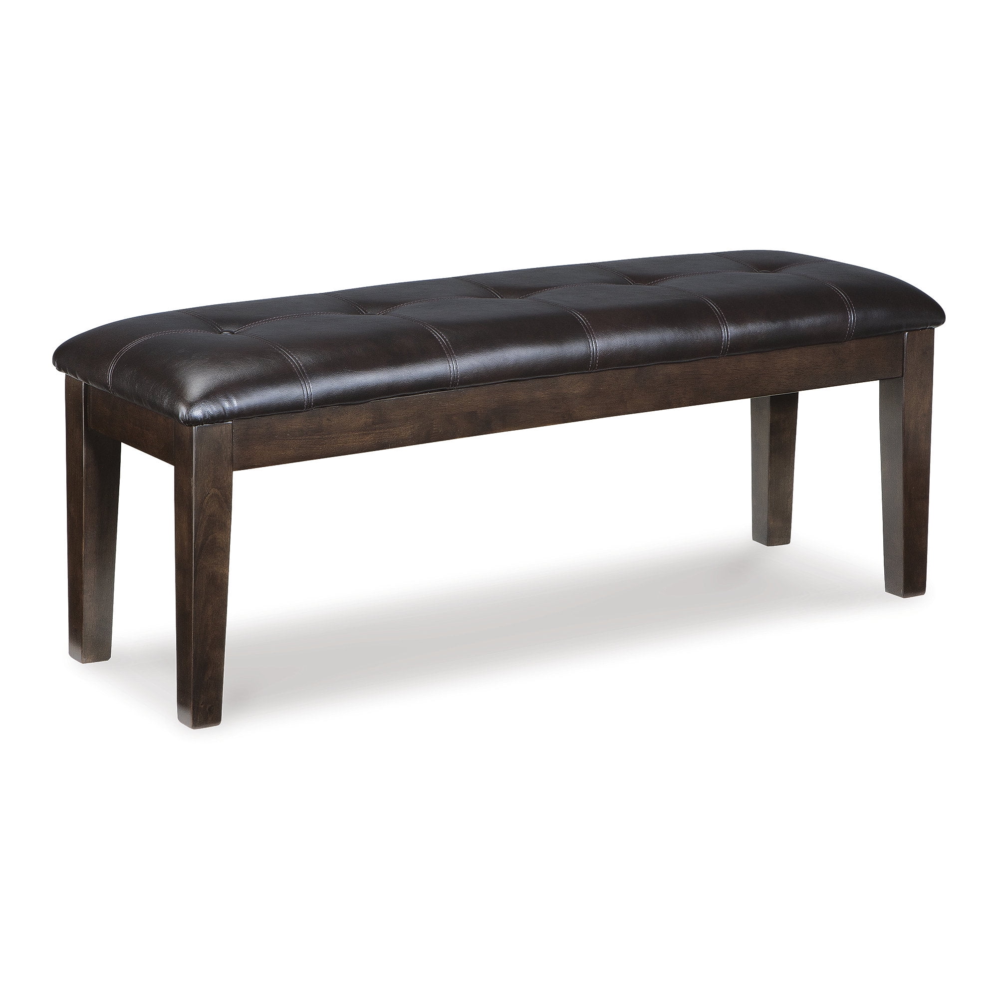 Haddigan Transitional 50" Dark Brown Tufted Faux Leather Bench