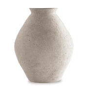 Signature Design by Ashley Hannela Vase, 12" Tall, Antique Tan, Ribbed Polyresin Finish, Home Décor Accent