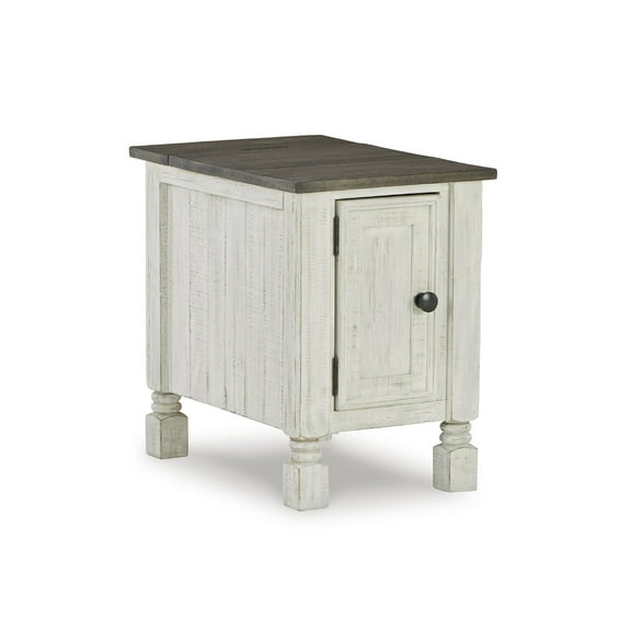 Signature Design by Ashley Havalance Chairside End Table with USB Charging, White/Gray