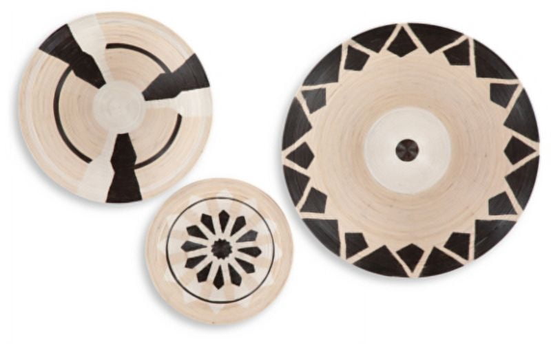 Signature Design by Ashley Casual Idamond Wall Decor (Set of 3)  Natural/White/Black