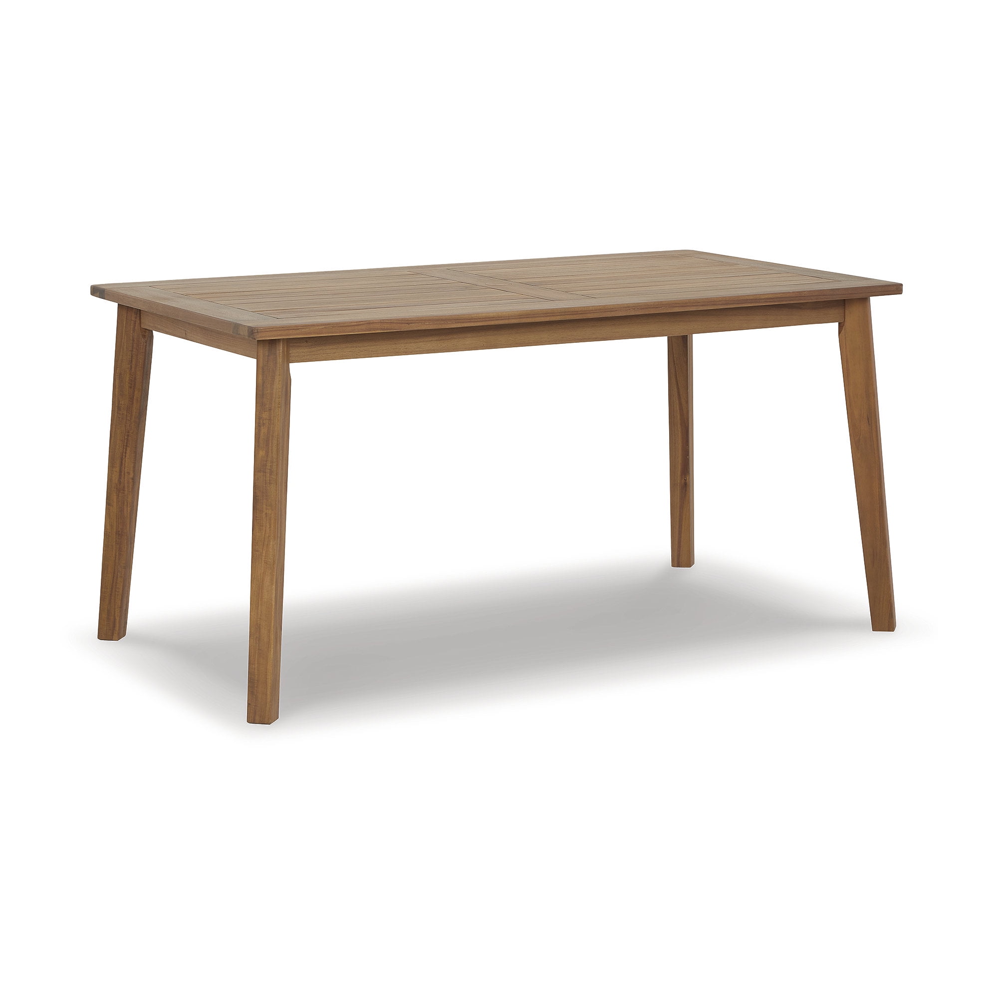 Light Brown Solid Acacia Wood Rectangular Outdoor Dining Table