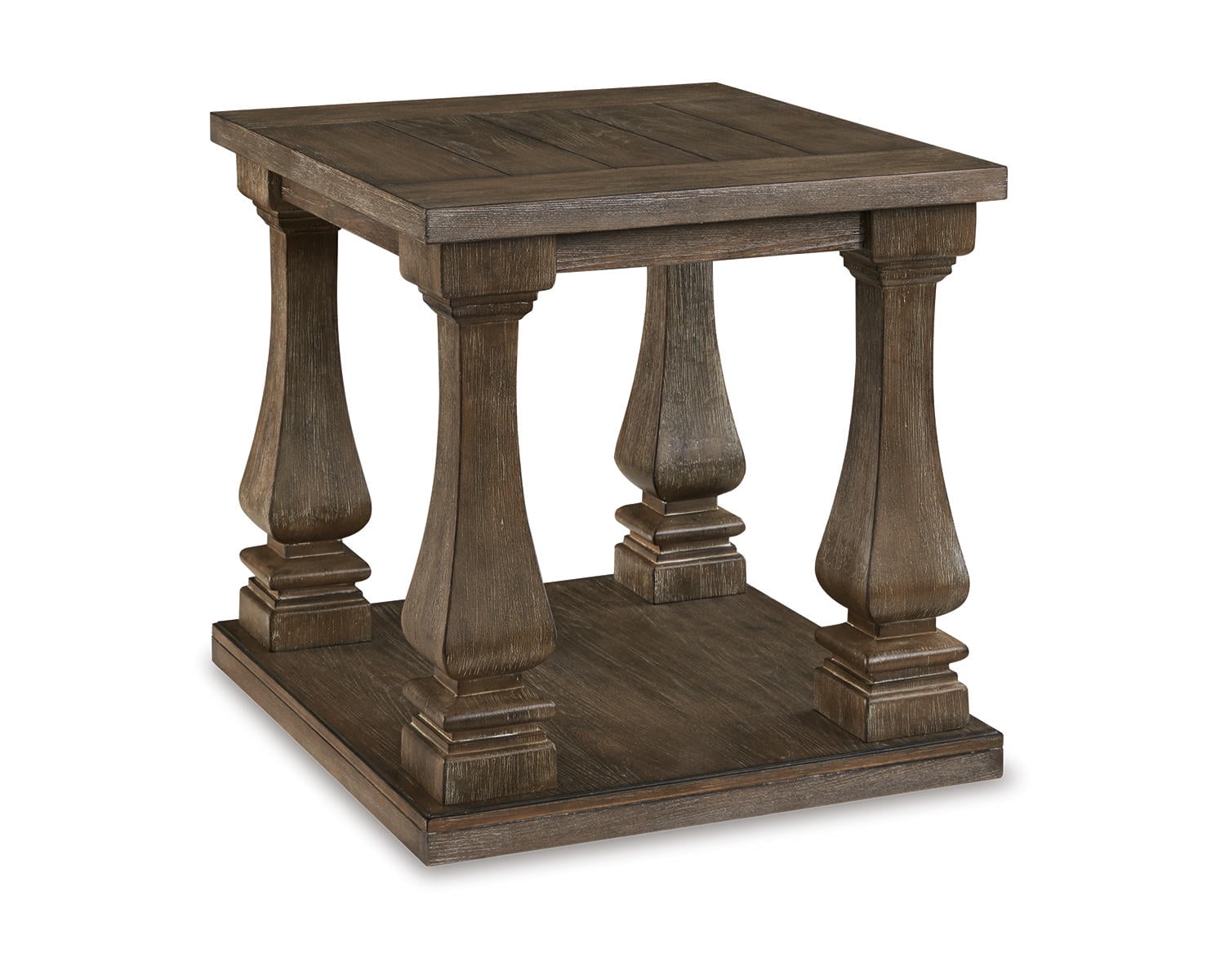 Heavenly Hued Distressed Weathered Gray Square End Table