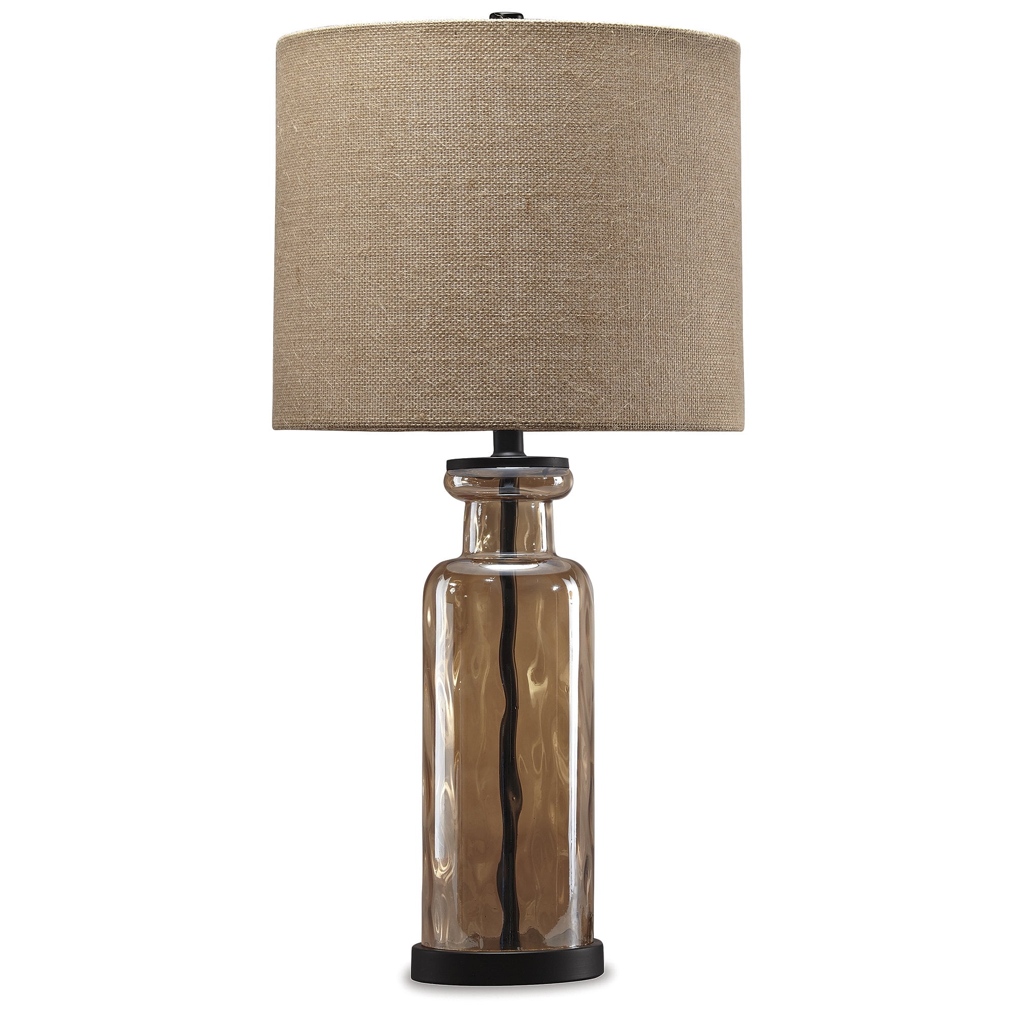 Laurentia Bronze Glass Table Lamp with Burlap Shade