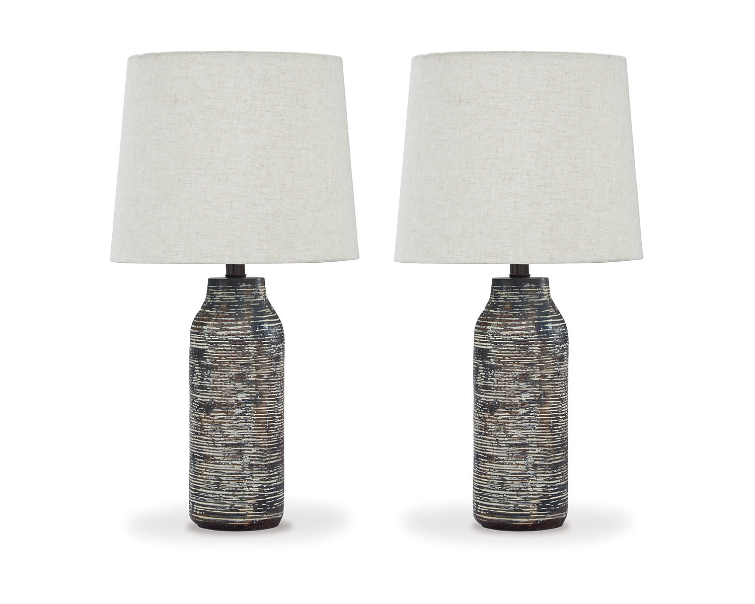 Set of 2 Black and White Paper Table Lamps with 3-Way Switch
