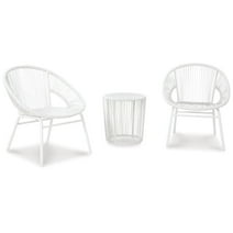 Signature Design by Ashley Casual Mandarin Cape Outdoor Table and Chairs (Set of 3)  White