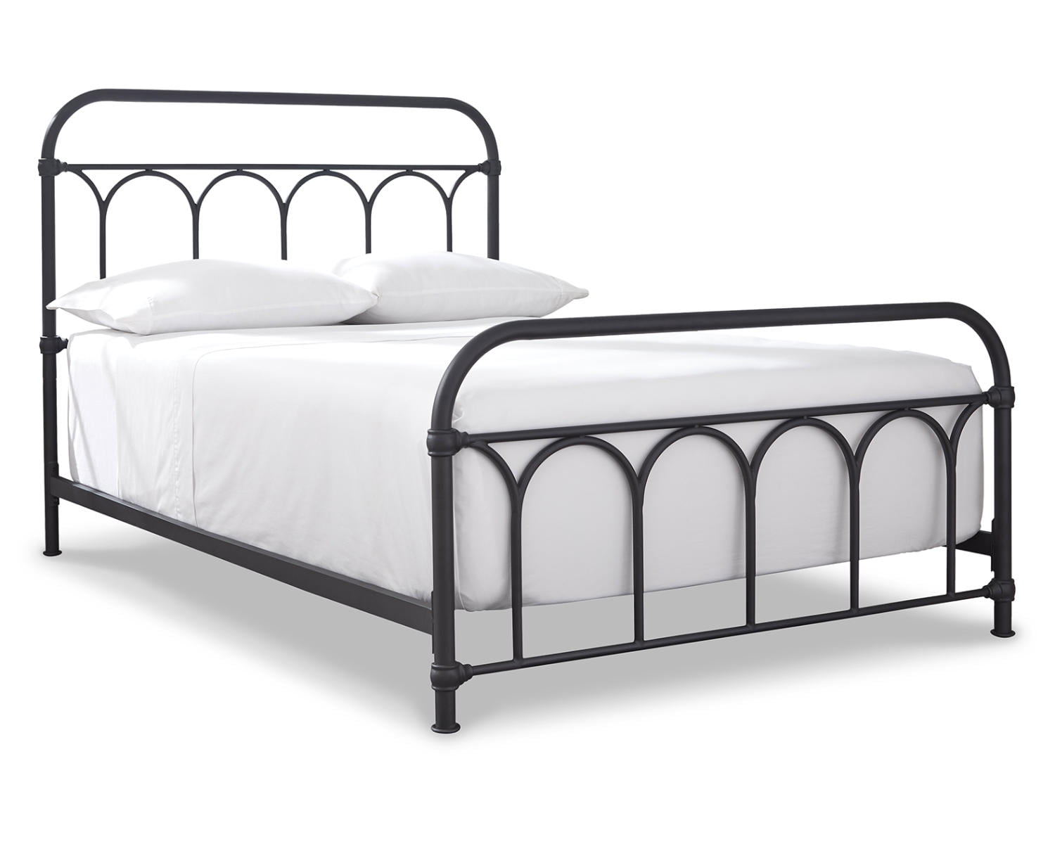 Nashburg Full Size Black Metal Frame Bed with Headboard
