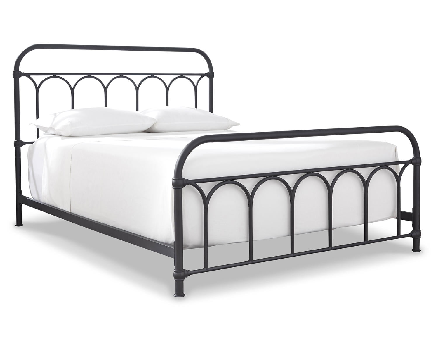 Charmfield Matte Black Queen Metal Bed with Headboard