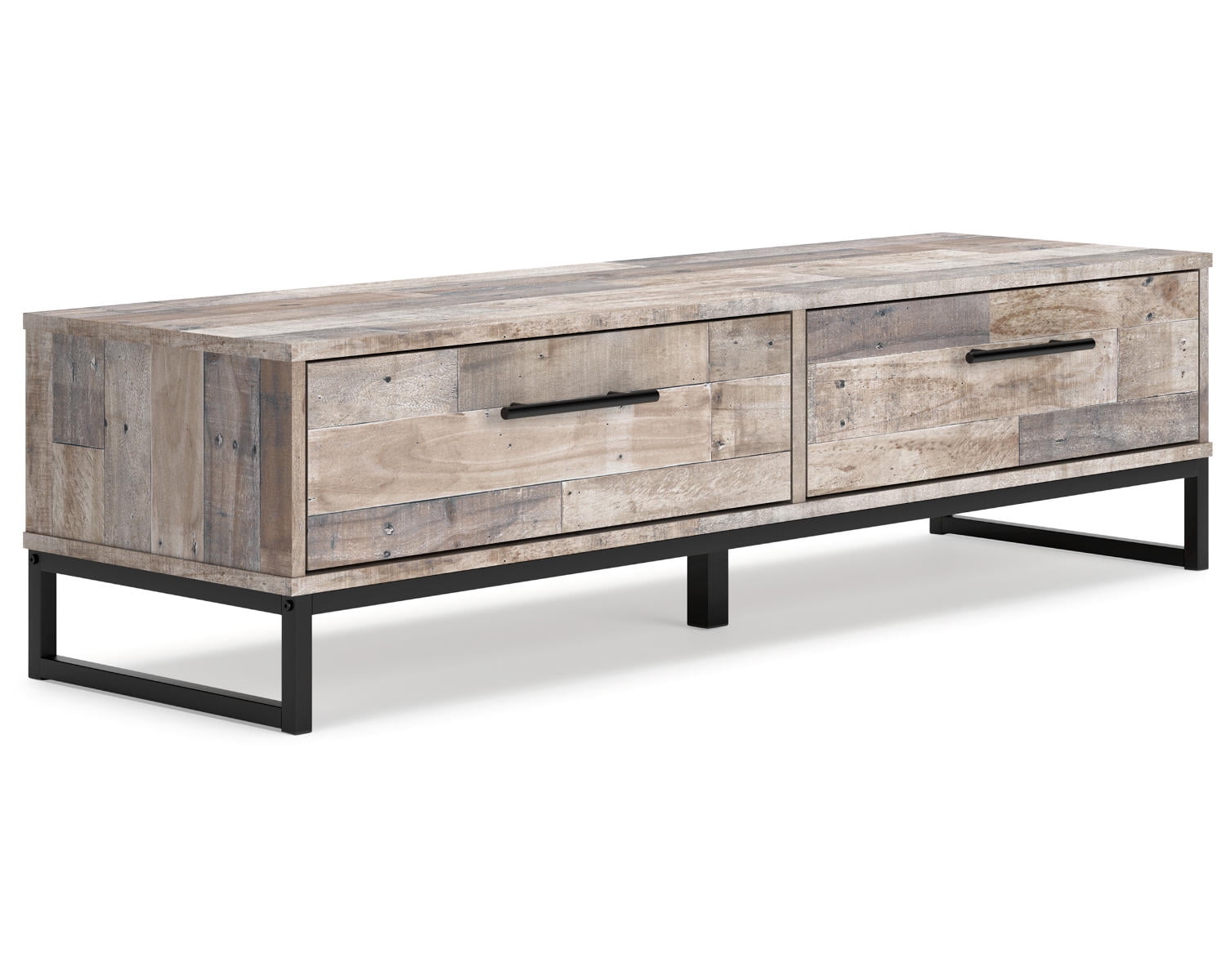 Beige & Black Transitional Storage Bench with Sleek Drawers