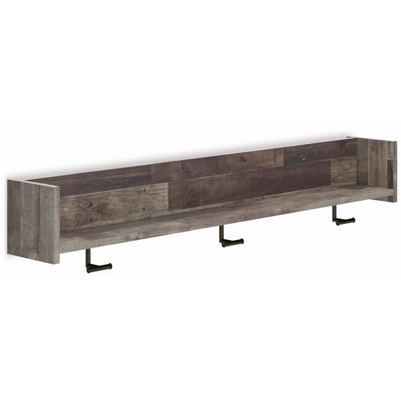 Signature Design by Ashley Casual Neilsville Wall Mounted Coat Rack with Shelf Multi Gray
