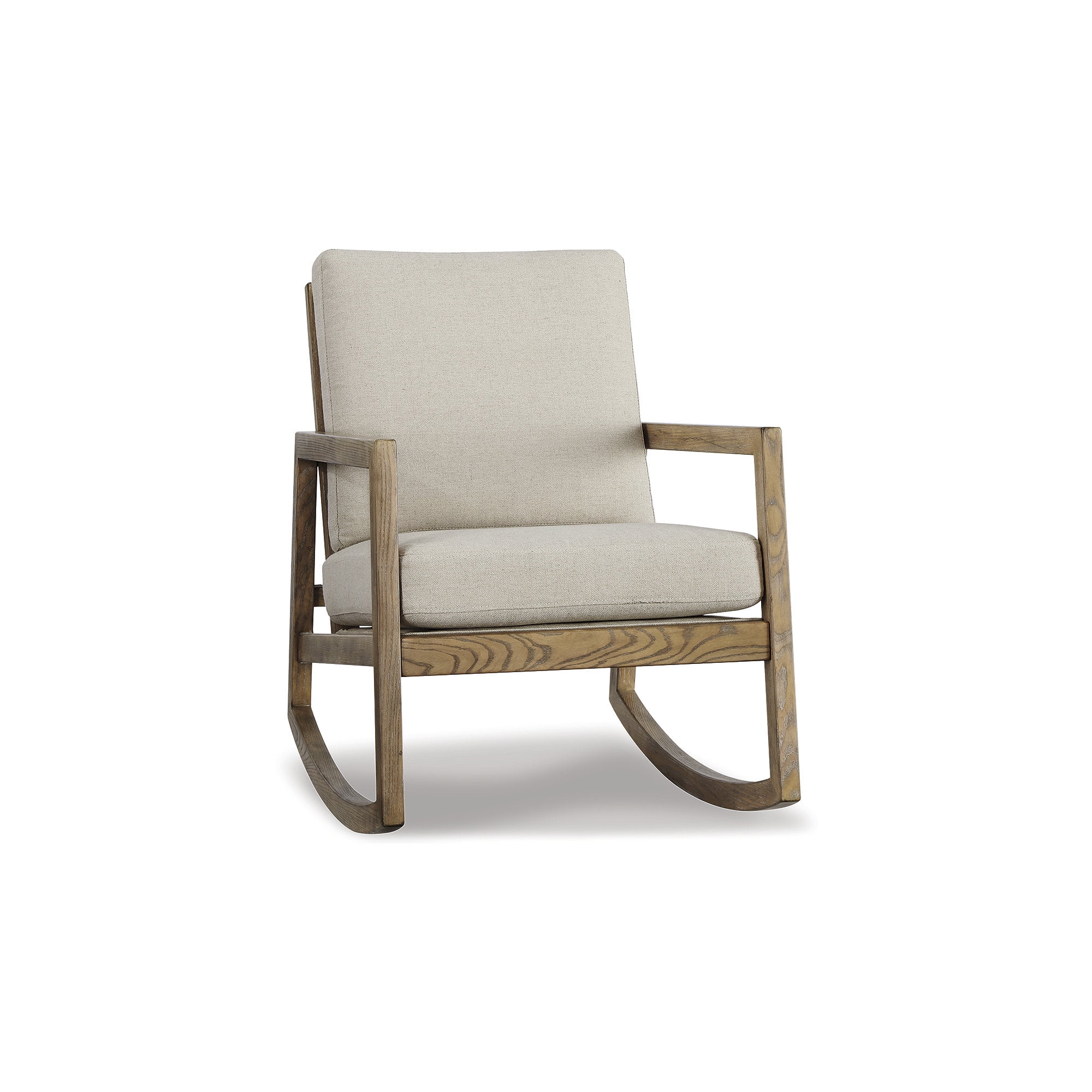 Contemporary Beige Wood Frame Rocker Accent Chair 25.5"