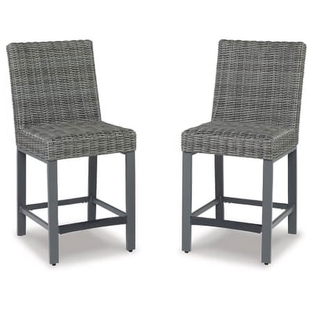 Signature Design by Ashley Casual Palazzo Outdoor Barstool (Set of 2) Gray