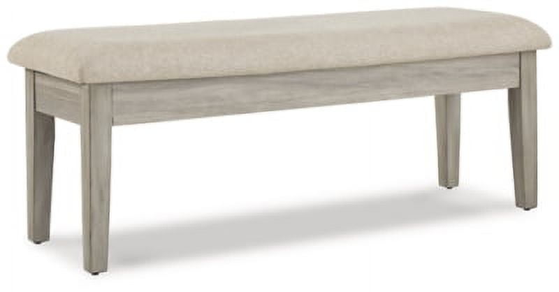 Modern Farmhouse 49" Beige Cushioned Storage Bench with Gray Finish
