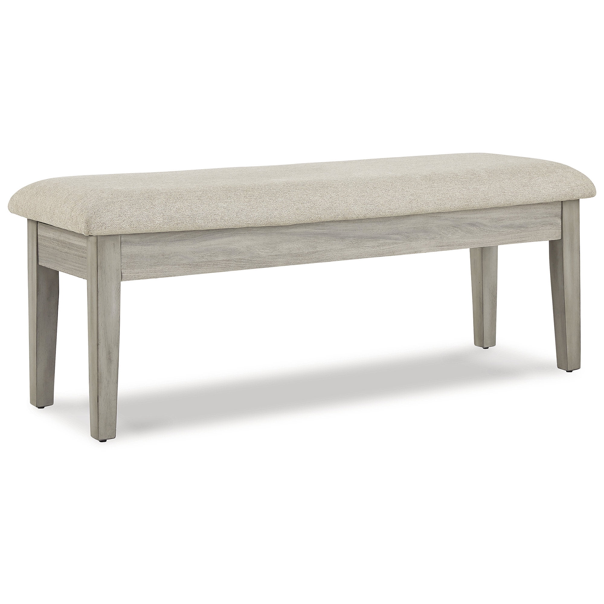 Modern Farmhouse 49" Beige Cushioned Storage Bench with Gray Finish