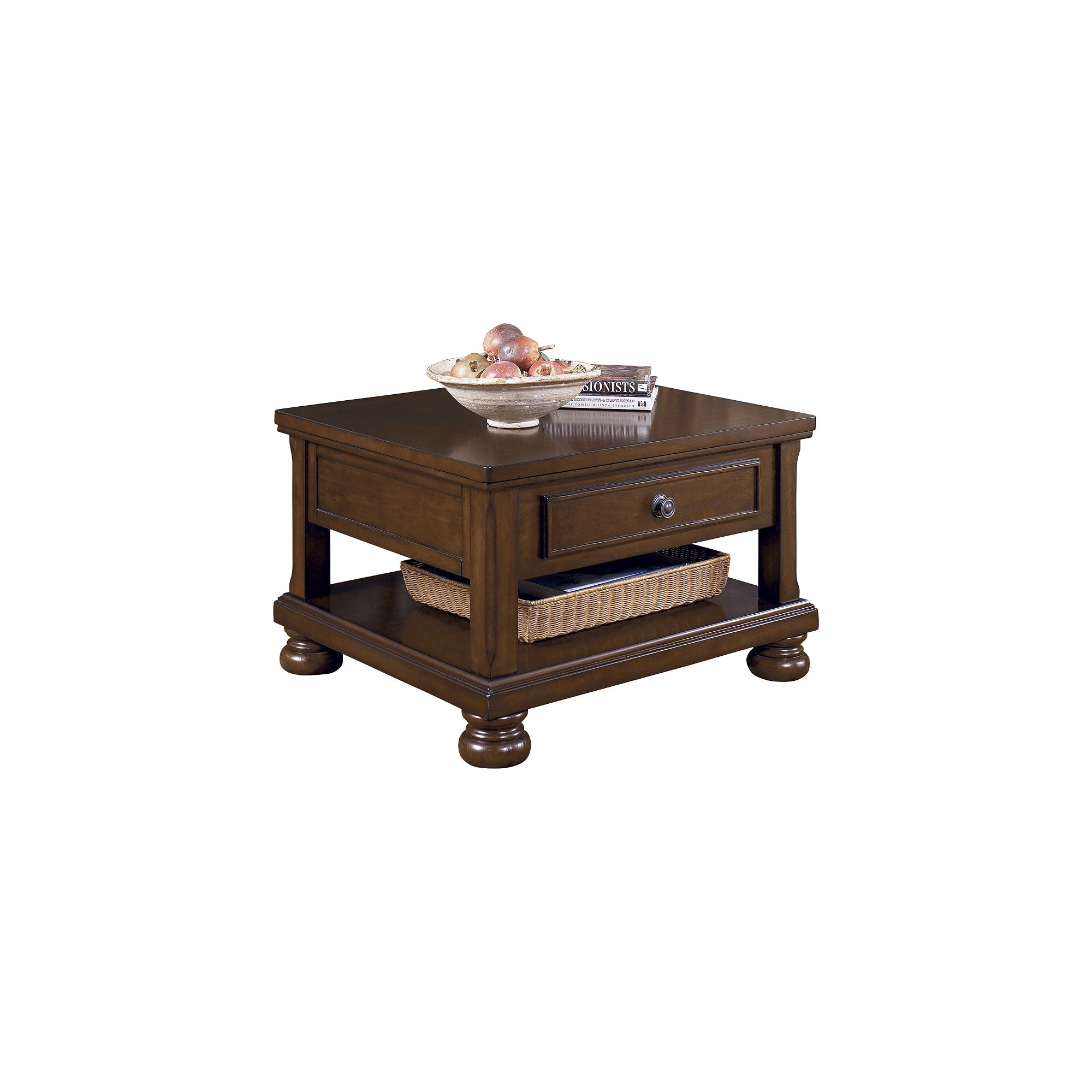 Rustic Brown Wood Lift-Top Coffee Table with Storage