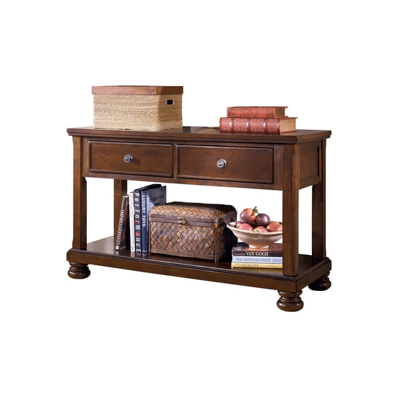 Signature Design by Ashley Casual Porter Sofa/Console Table Rustic Brown