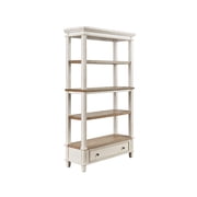 تصميم مميز من Ashley Realyn 75 Farmhouse Bookcase مع درج - أبيض وبني متشقق