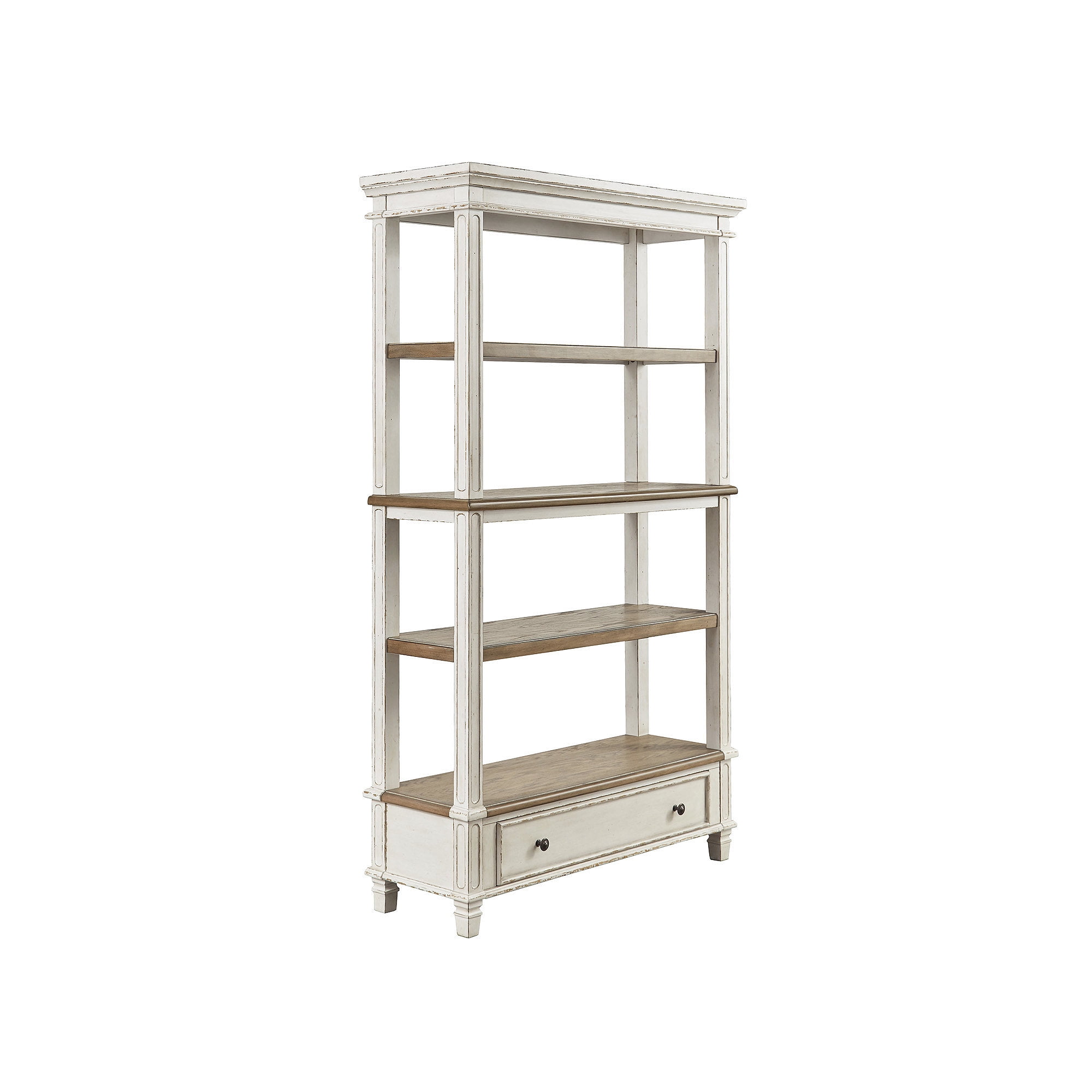 Signature Design by Ashley Realyn 75" Farmhouse Bookcase with Drawer - Chipped White & Brown