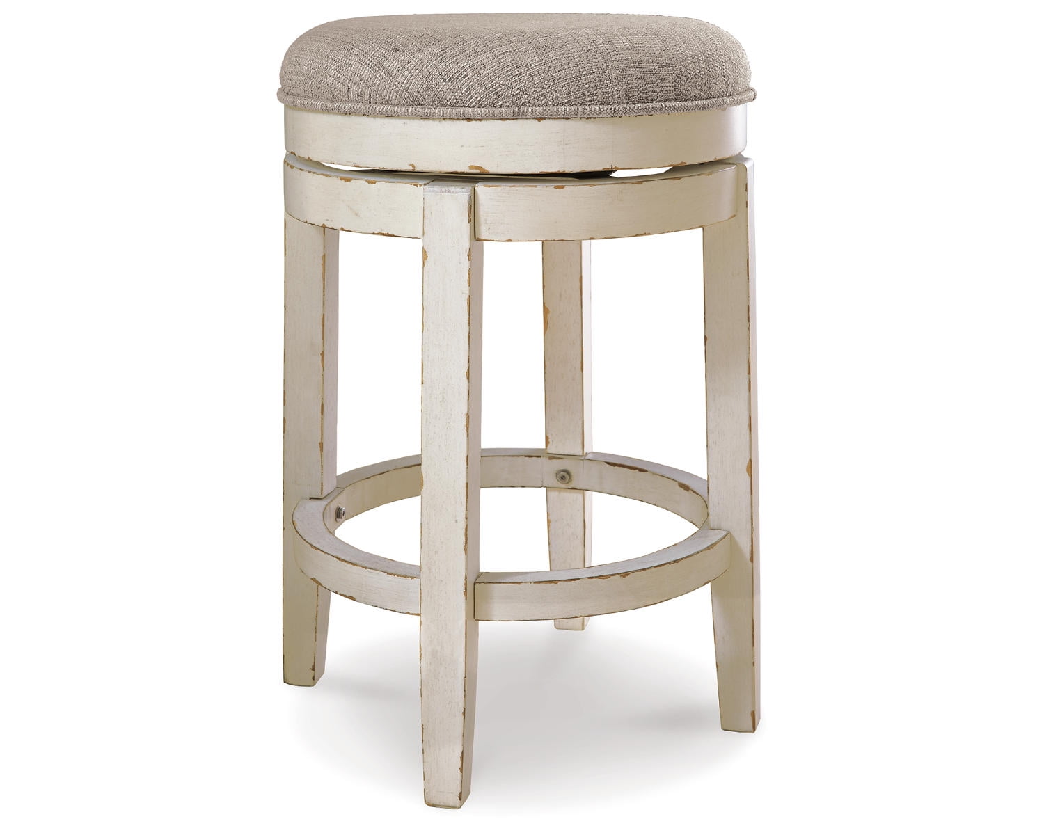 Realyn 24" White Wood Backless Swivel Barstool