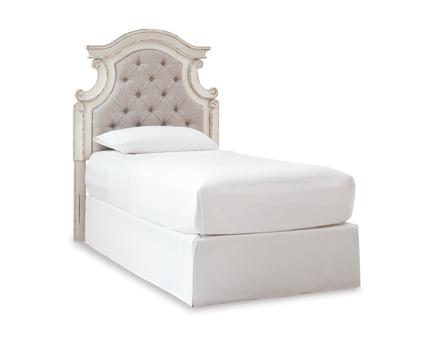 Twin Beige Tufted Upholstered Wood Panel Headboard